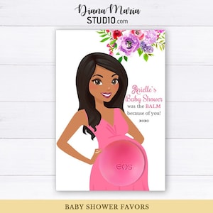 Afroamerykańskie upominki na baby shower Eos Balm Holder Wydrukowane upominki - Przyszła Afroamerykanka w ciąży - DO WYDRUKOWANIA