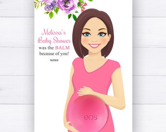 Balm Holder EOS Baby Shower Favor Cards Printable - Mom-to-be short hair