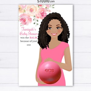 Afroamerykańskie upominki na baby shower Eos Lip Balm Holder Afroamerykańska kobieta w ciąży