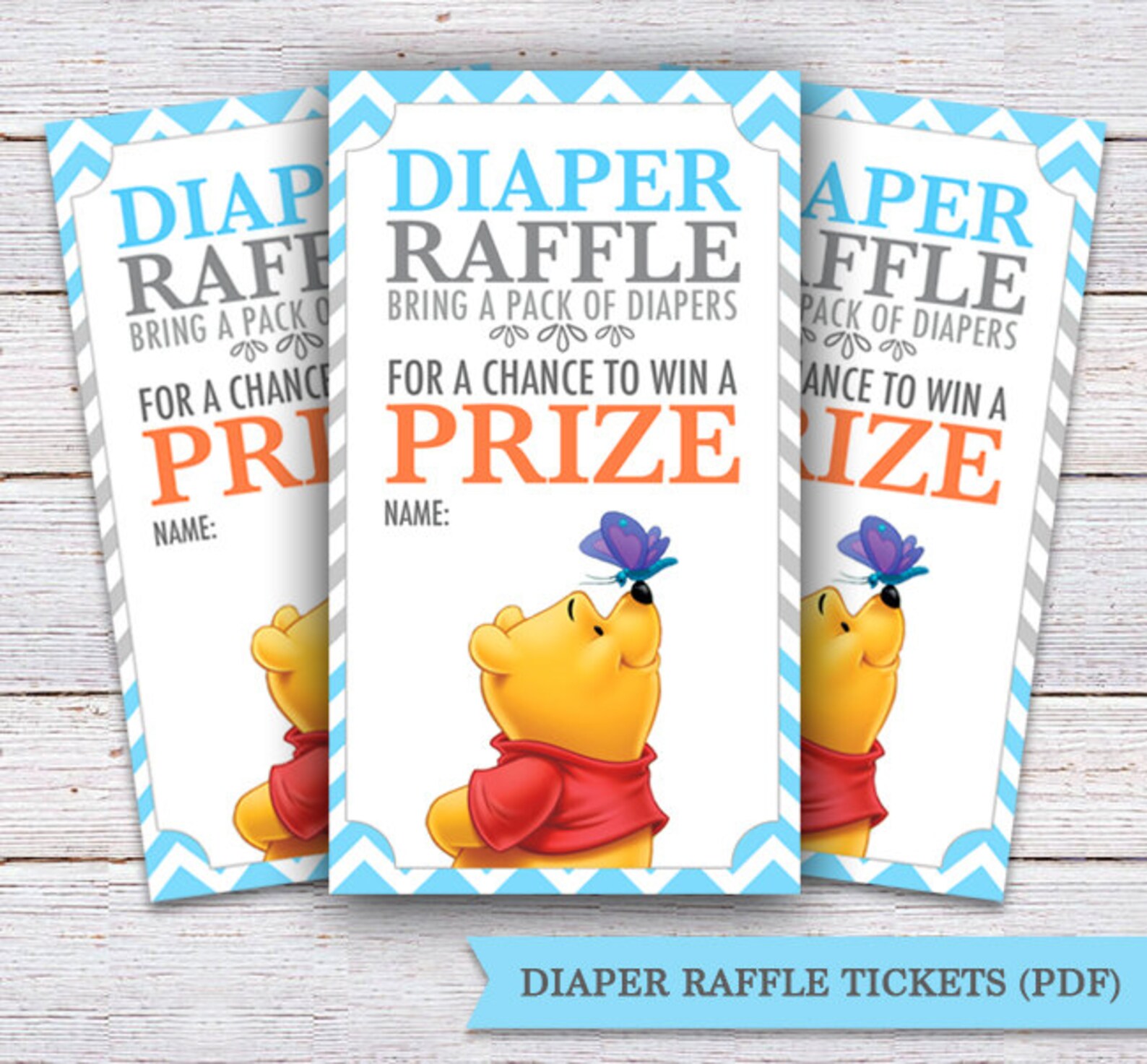 Winnie the Pooh Game Diper Raffle Tickets Printable Diaper | Etsy