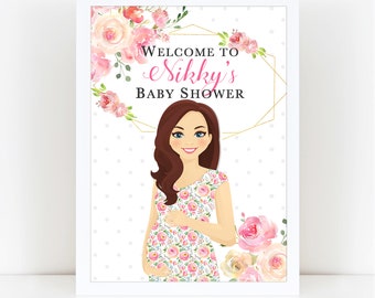 Floral Baby Shower Welcome Sign - Mom to be Clip art Sign Baby shower Decoration