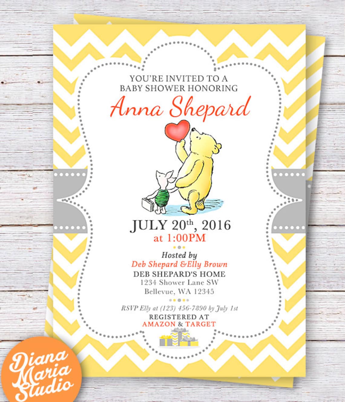Winnie the Pooh Baby Shower Invitation Classic Winnie the Etsy