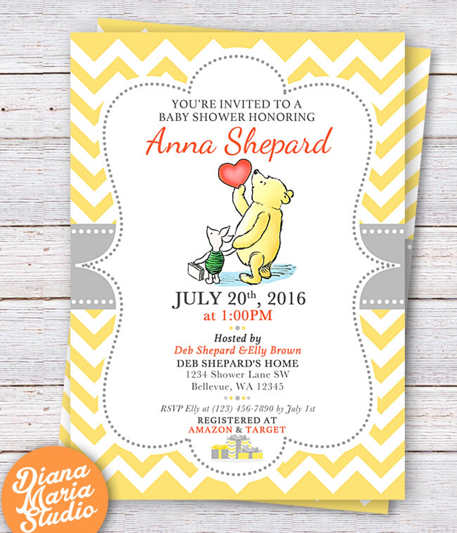 Blank Winnie The Pooh Baby Shower Invitations