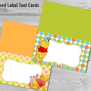 Food label tent cards Winnie the Pooh - Baby Shower Winnie the Pooh decorations - INSTANT DOWNLOAD