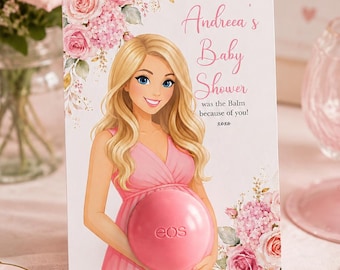 Custom Mom Illustration Baby Shower Favor Cards, Floral Design (Digital File)