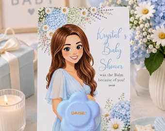 Custom Baby Shower Favor Card, Mom-to-Be Portrait, Daise Lip Balm Holder (Printable)