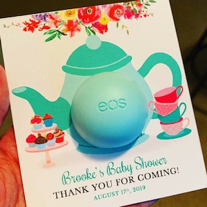Teapot balm holder Tea Party Baby shower favors Tea Party EOS balm Favors  - PRINTABLE