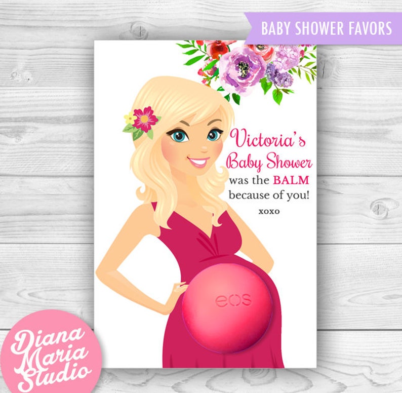 Baby Shower EOS lip balm Favor Card Printable Favor Template Etsy