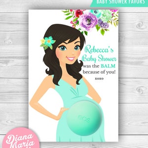 Baby Shower EOS lip balm Favor Card Printable Favor Template Floral Baby Shower Personalized Thank you favors image 3