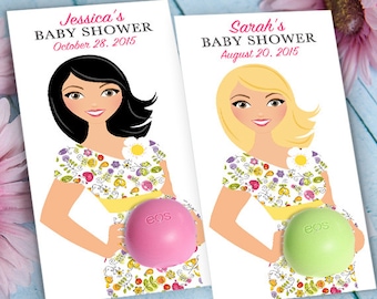 EOS Baby Shower Favors - Mom-to-be in flower dress - Printable Favor Tags  -Personalized Thank you favors