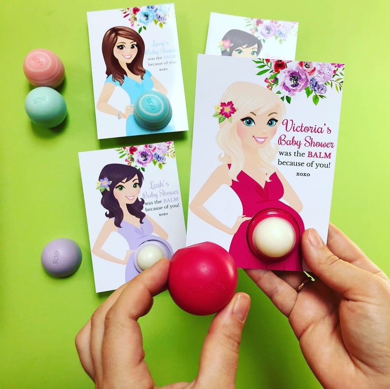 Baby Shower EOS lip balm Favor Card Printable Favor Template Etsy
