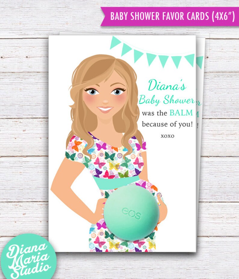 Baby Shower Favors EOS lip balm Favor Card Template Curly Etsy