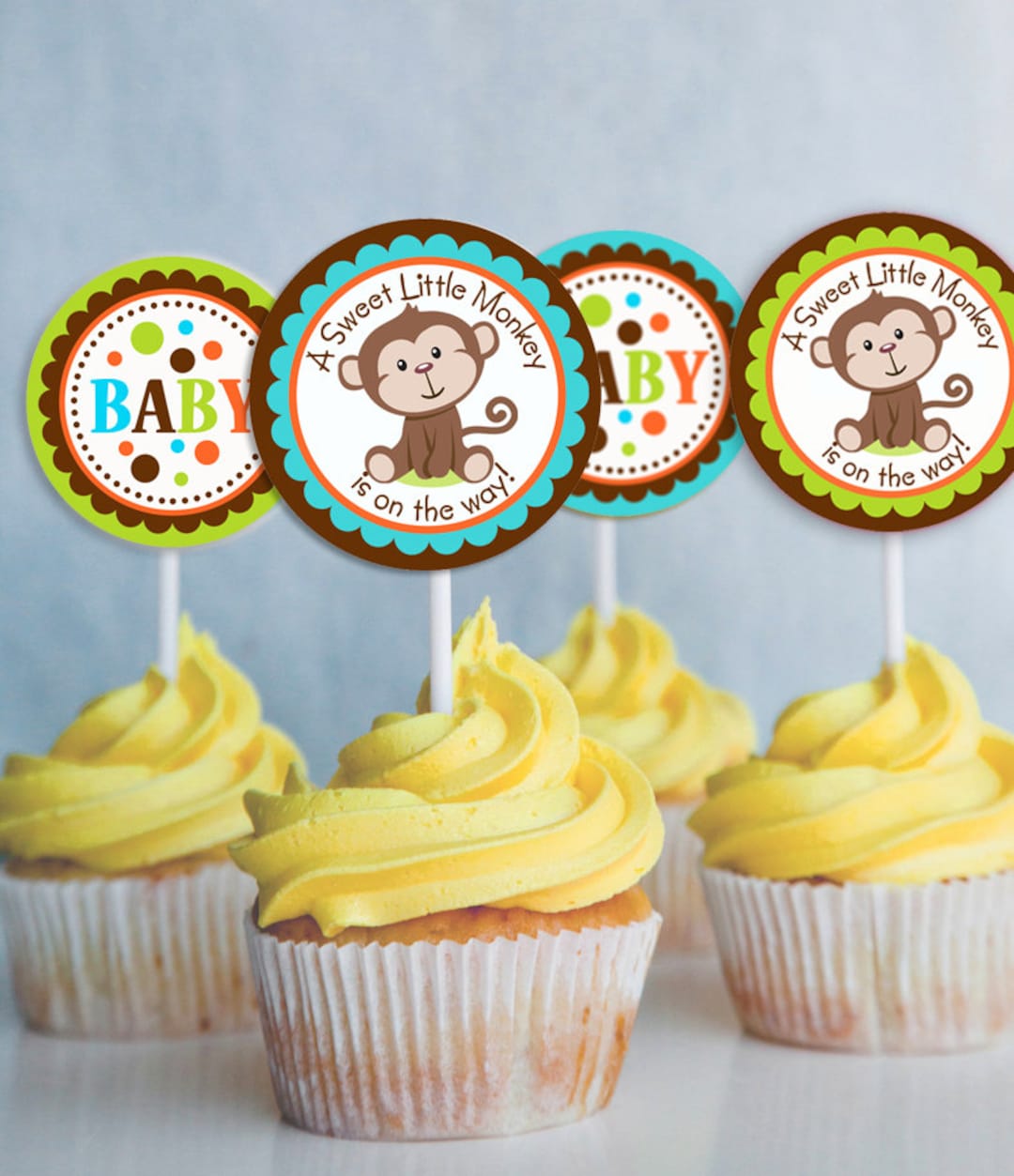 Monkey Cupcake Toppers - Printable Monkey Baby Shower Lollipops Labels ...