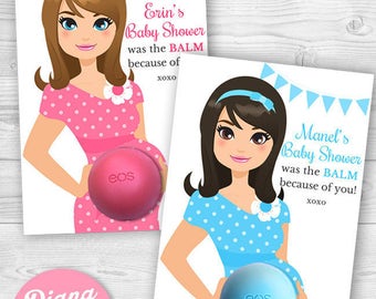 Mom-to-be Belly Balm Holder - Eos Baby Shower Favors - Polka dots dress- PRINTABLE