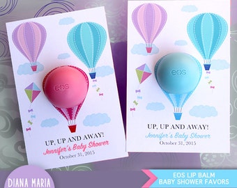 EOS lip balm Air Balloon Baby Shower Favors EOS lip balm -  Favor Card Template - Air Balloon Baby Shower Theme - PRINTABLE