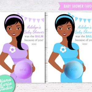 EOS Lip Balm Favor Tags - Baby Shower Gifts - African American Mom-to-be - Eos favors - Thank you favors