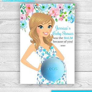 Baby Shower Favors Eos lip balm holder - Floral Baby Shower Printable Favor Cards