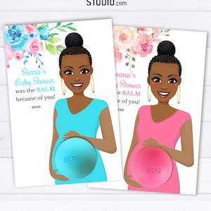 Eos Balm Holder Favors Baby Shower African American Dreadlocks Mom to be Printable Favor cards for eos lip balm
