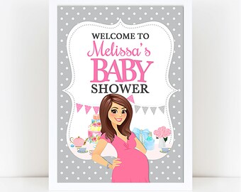 Baby Shower Welcome Sign - Mom to be Clip art Sign Baby shower Decoration - PRINTABLE PDF
