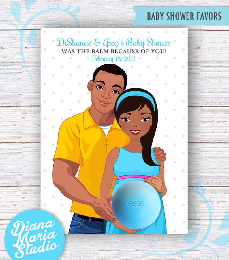 Co-ed Baby Shower Favor Card Eos Baby Shower Favors African American Couple Baby Shower Favors image 1