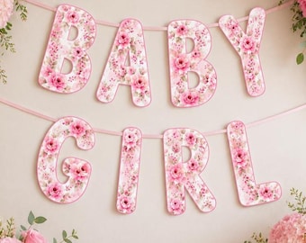 Personalized Floral Baby Girl Name Banner (Digital)
