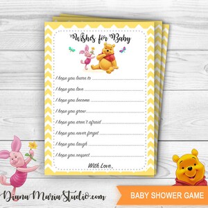 Winnie the Pooh Baby Shower Wishes for Baby Advice Card - Printable Baby shower activities - INSTANT DOWNLOAD