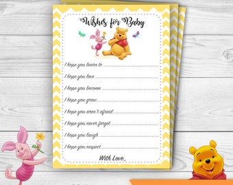 Winnie the Pooh Baby Shower Wishes for Baby Advice Card - Printable Baby shower activities - INSTANT DOWNLOAD