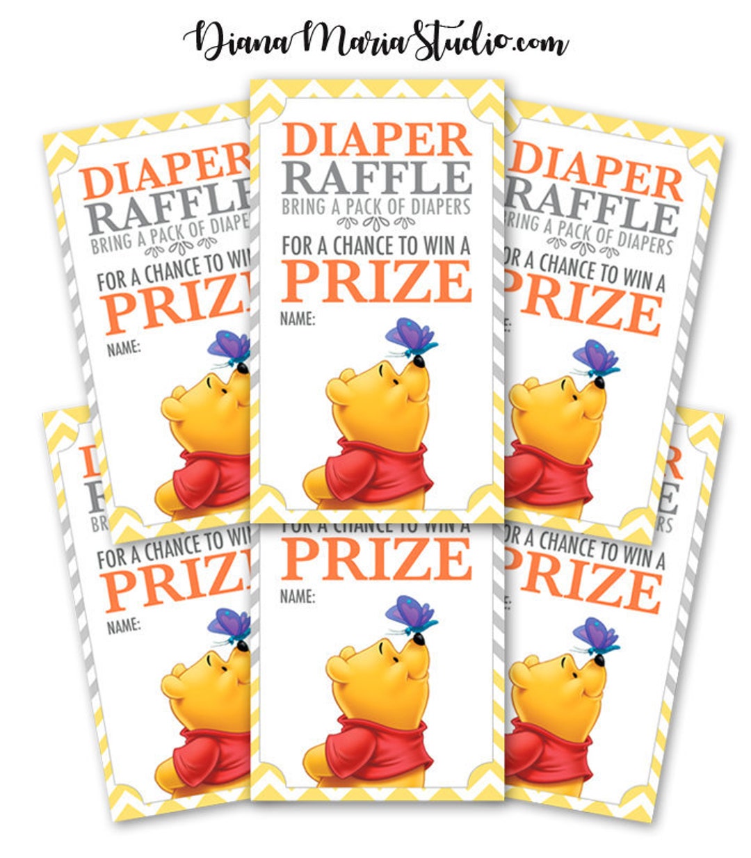 Printable Diaper Raffle Tickets - Winnie the Pooh Game DIY Raffle ...