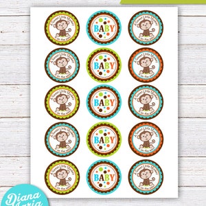 Monkey Cupcake Toppers Printable Monkey Baby Shower Lollipops Labels ...