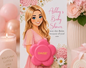 Custom Baby Shower Favor Card, Mom-to-Be Portrait, Daise Lip Balm Holder (Digital Download)