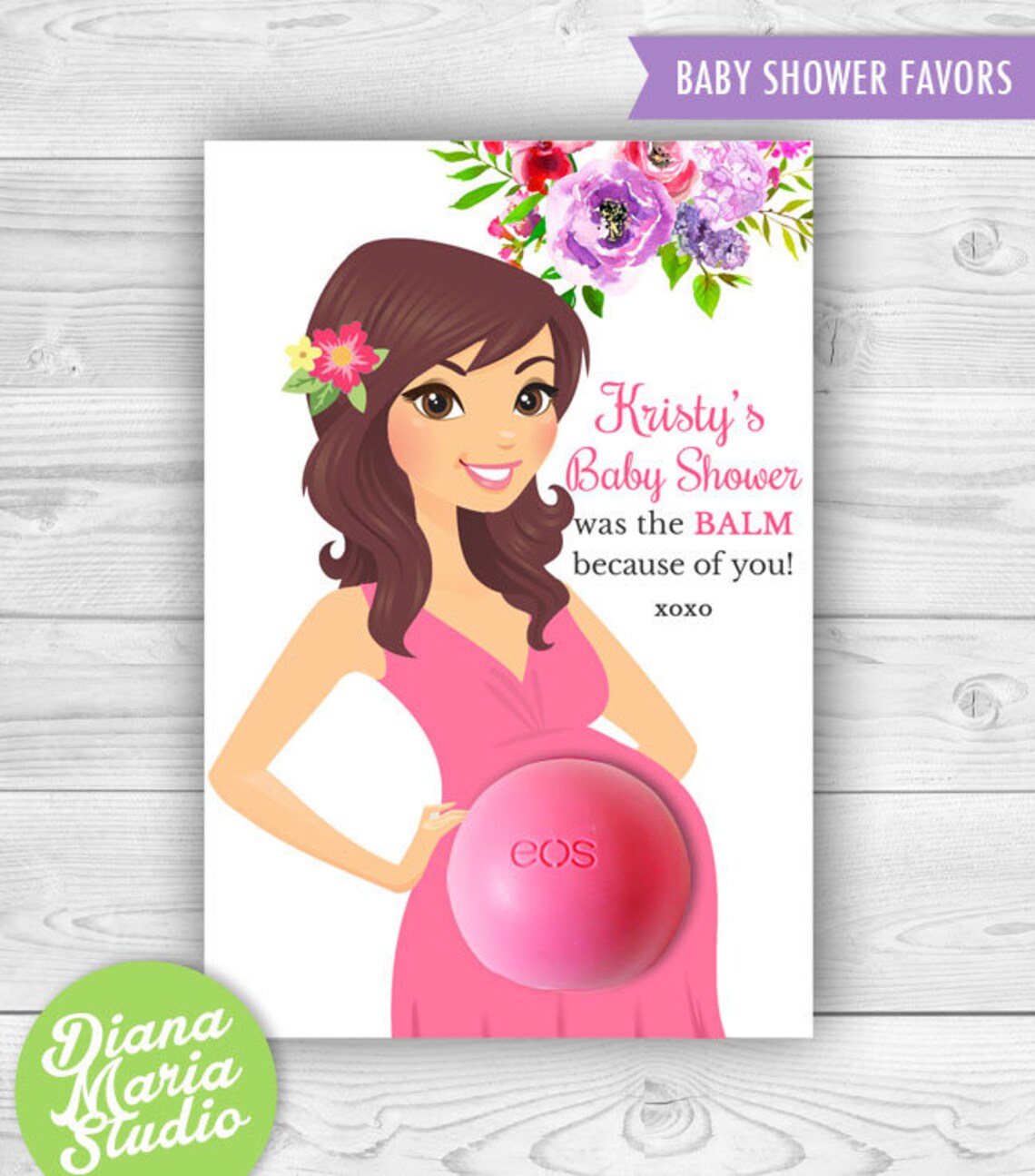 Baby Shower EOS lip balm Favor Card Printable Favor Template Etsy