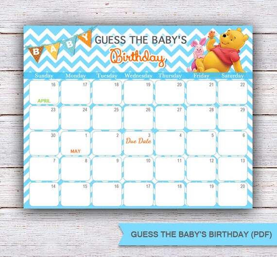 Winnie the Pooh Birthday Predictions Baby Shower Game Printable Due Date  Calendar & Birthday Guess-winnie the Pooh Games INSTANT DOWNLOAD - Etsy