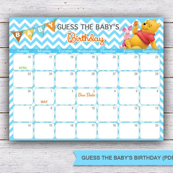 Printable Winnie the Pooh Calendar Etsy