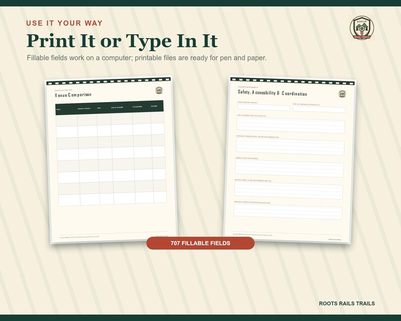 Railroad Event Planning Kit Printable, Train Club and Historical Society Organizer, Vendor Volunteer Budget Fillable PDF