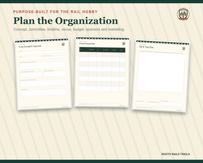 Railroad Event Planning Kit Printable, Train Club and Historical Society Organizer, Vendor Volunteer Budget Fillable PDF