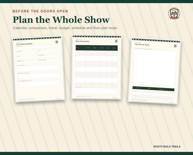 Train Show Planner Printable, Model Railroad Event Organizer, Vendor & Exhibitor Checklist, Fillable PDF, Train Collector Gift