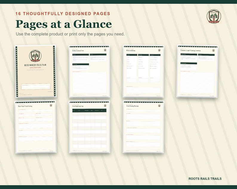 Beginner Railfan Quick-Start Guide Printable, Train Watching Safety and Sighting Log, Fillable PDF, Railfan Gift