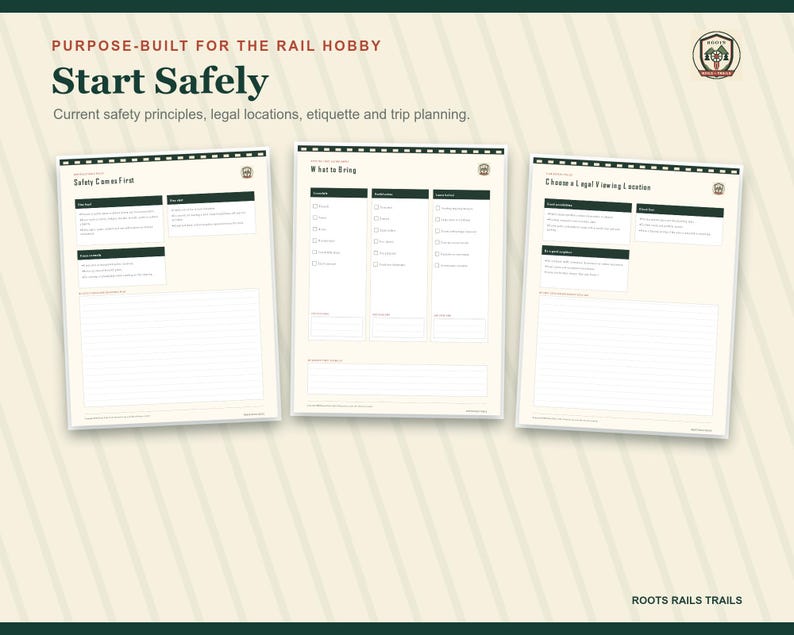 Beginner Railfan Quick-Start Guide Printable, Train Watching Safety and Sighting Log, Fillable PDF, Railfan Gift