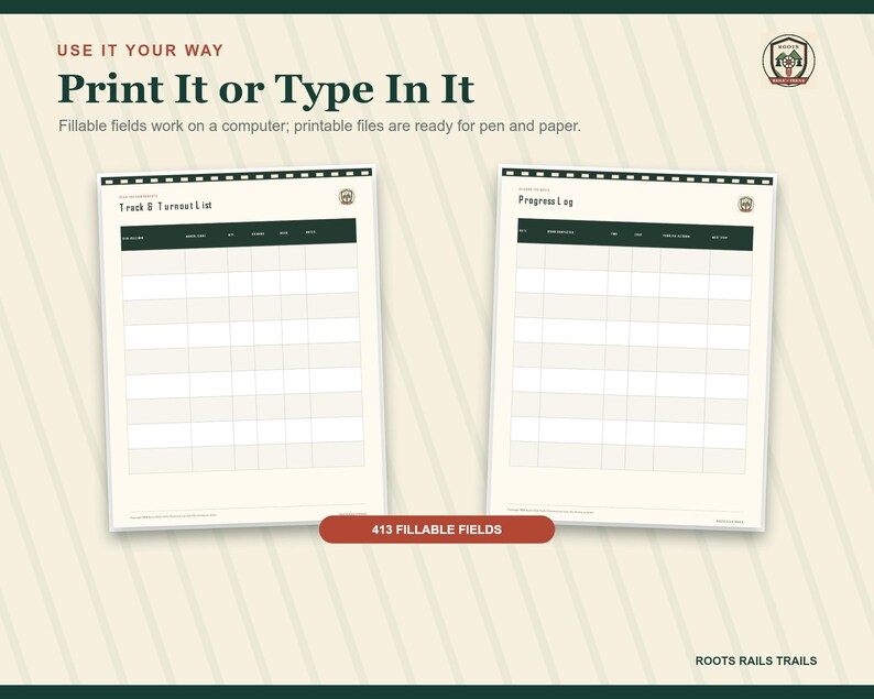 Model Railroad Project Planner Printable, Train Layout Budget and Progress Tracker, Fillable PDF, Model Train Gift