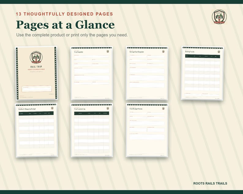 Rail Trip Budget and Savings Planner Printable, Train Travel Expense Tracker, Fillable PDF, Railroad Vacation Organizer