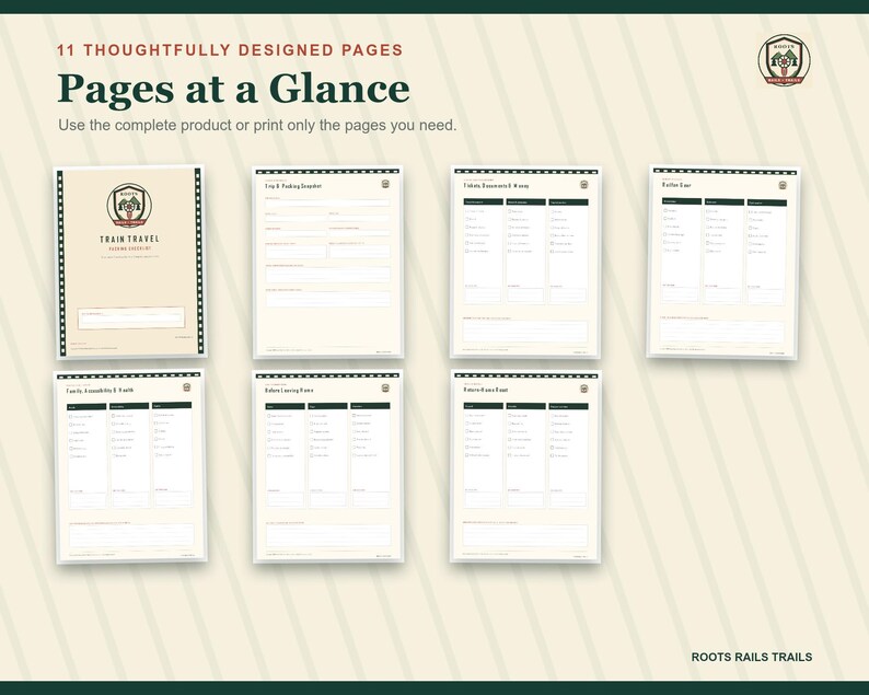 Train Travel Packing Checklist Printable, Rail Trip Essentials Planner, Fillable PDF, Railfan Vacation Organizer