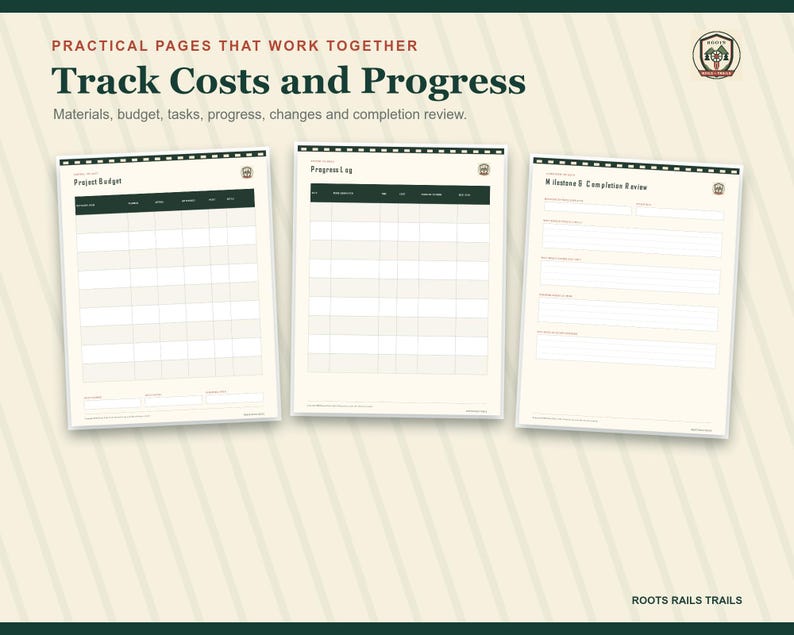 Model Railroad Project Planner Printable, Train Layout Budget and Progress Tracker, Fillable PDF, Model Train Gift