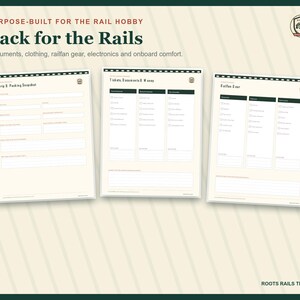 Train Travel Packing Checklist Printable, Rail Trip Essentials Planner, Fillable PDF, Railfan Vacation Organizer