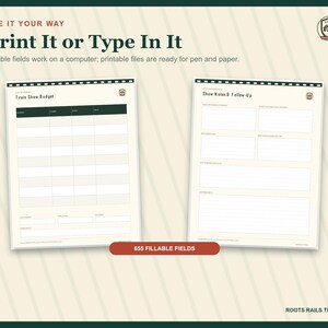 Train Show Planner Printable, Model Railroad Event Organizer, Vendor & Exhibitor Checklist, Fillable PDF, Train Collector Gift