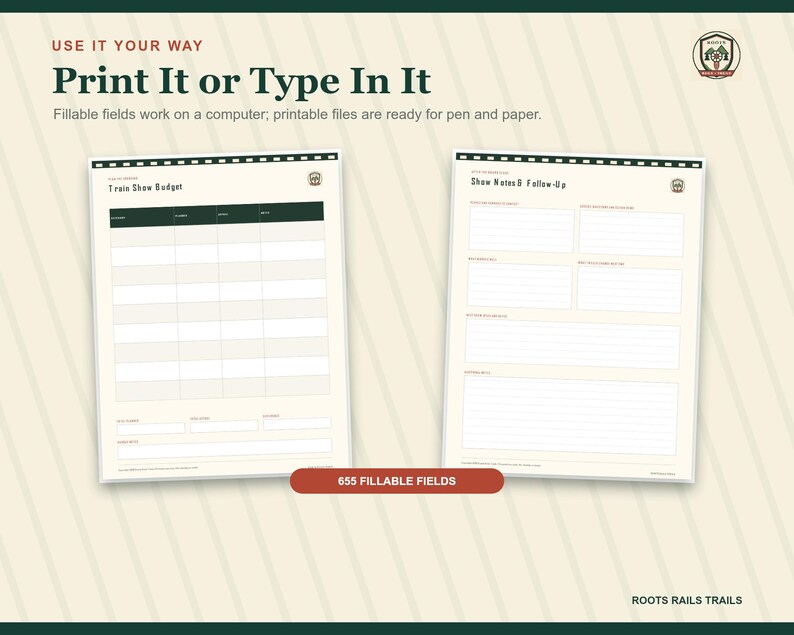 Train Show Planner Printable, Model Railroad Event Organizer, Vendor & Exhibitor Checklist, Fillable PDF, Train Collector Gift