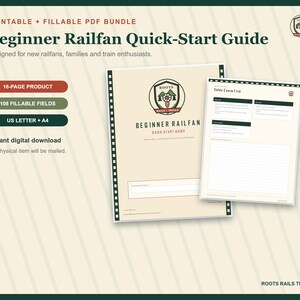 Beginner Railfan Quick-Start Guide Printable, Train Watching Safety and Sighting Log, Fillable PDF, Railfan Gift