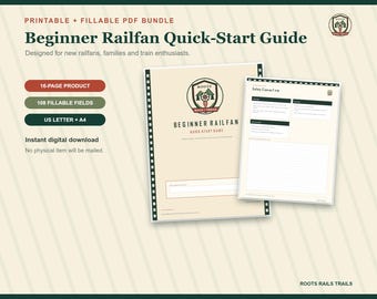 Beginner Railfan Quick-Start Guide Printable, Train Watching Safety and Sighting Log, Fillable PDF, Railfan Gift