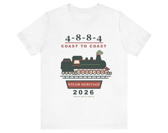 Camiseta da locomotiva a vapor 4-8-8-4, Coast to Coast 2026 Railfan Tee
