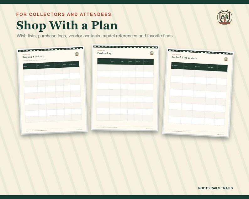 Train Show Planner Printable, Model Railroad Event Organizer, Vendor & Exhibitor Checklist, Fillable PDF, Train Collector Gift