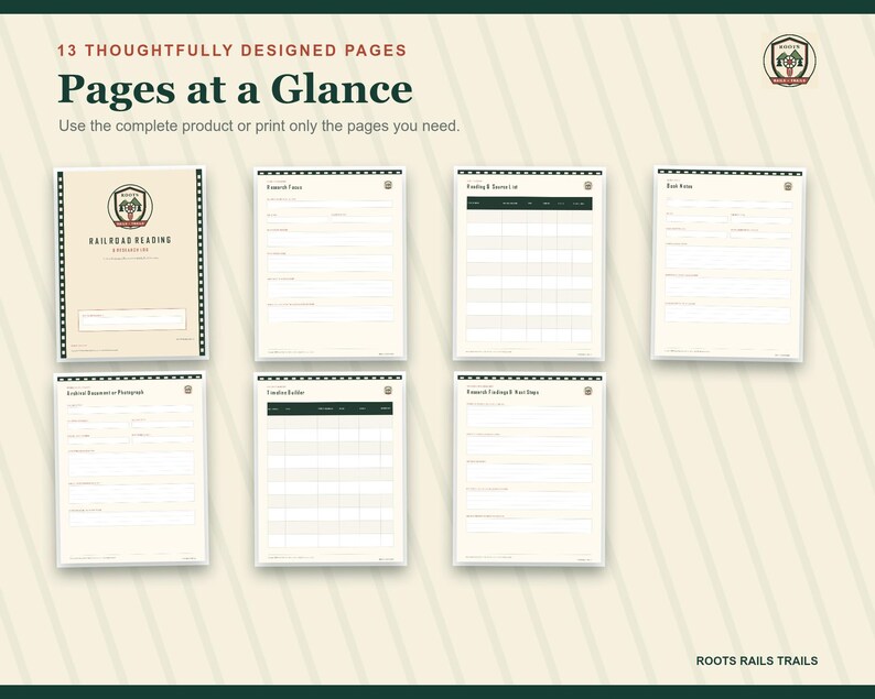 Railroad Reading and Research Log Printable, Rail History Source Tracker, Fillable PDF, Train Historian Journal